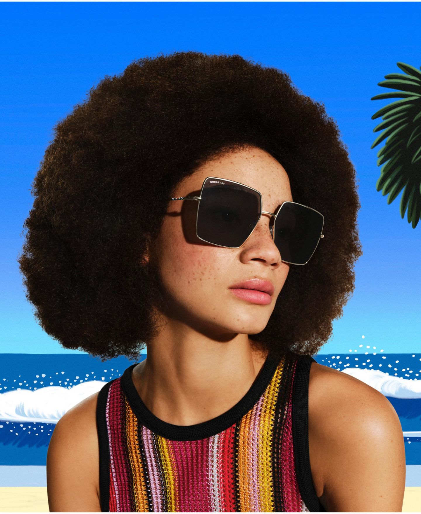 Женские солнцезащитные очки Burberry Sunglasses, BE3133 Daphne, цвет: Светлый золотой — фото 5