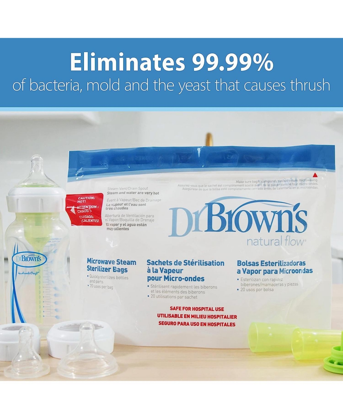 Dr. Browns Baby Microwave Steam Sterilizer Bags for Baby Bottles & Parts, Pack - Assorted Pre-pack