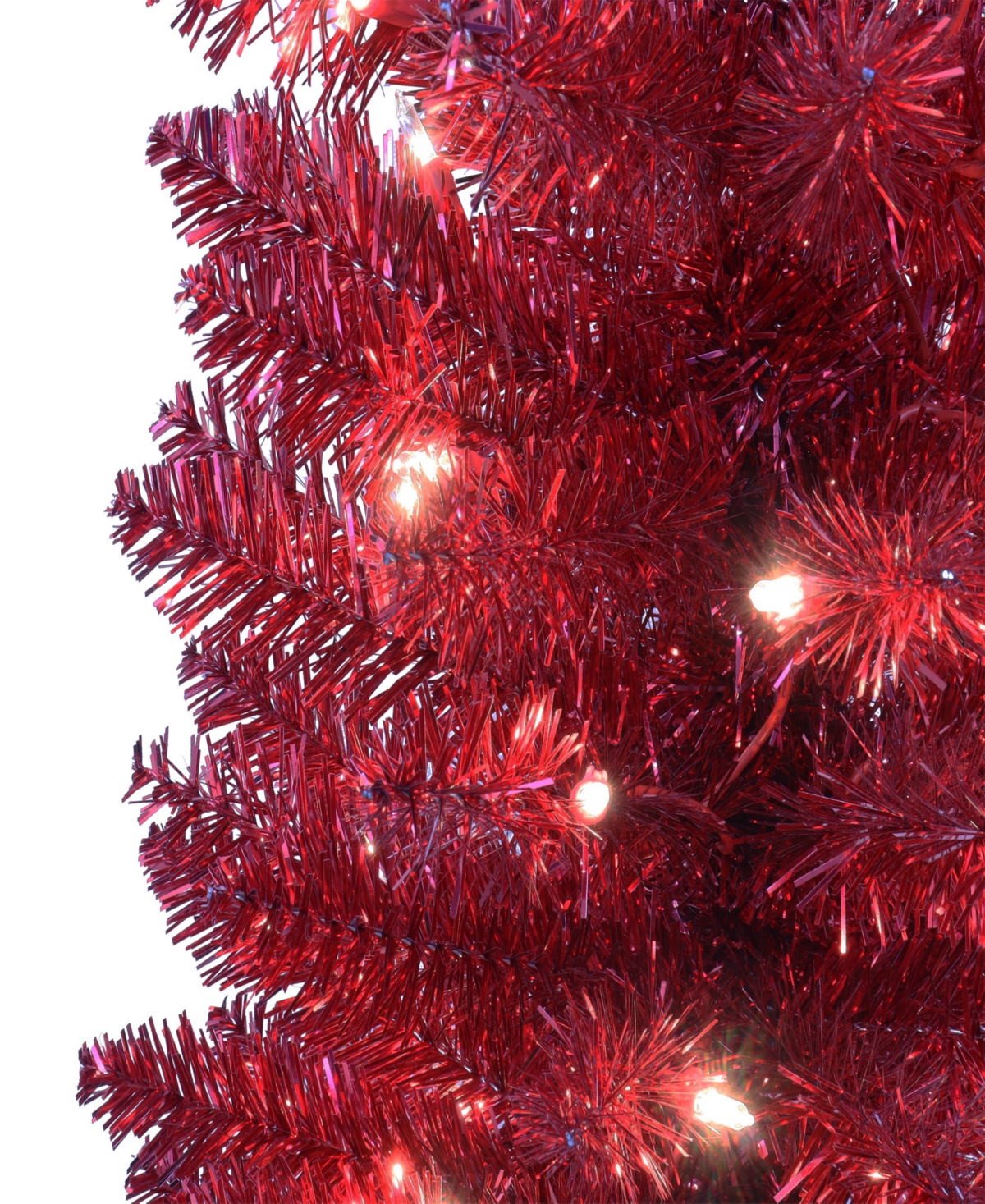 Puleo 6' Pre-lit Tinsel Artificial Tree In Red