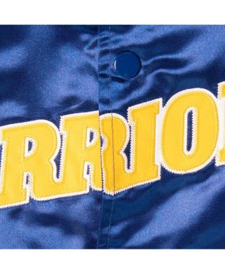Big Boys Royal Golden State Warriors Hardwood Classics Satin Raglan Full-Snap Jacket
