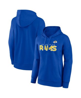 Women's Royal Los Angeles Rams Iconic Cotton Fleece Checklist Pullover Hoodie