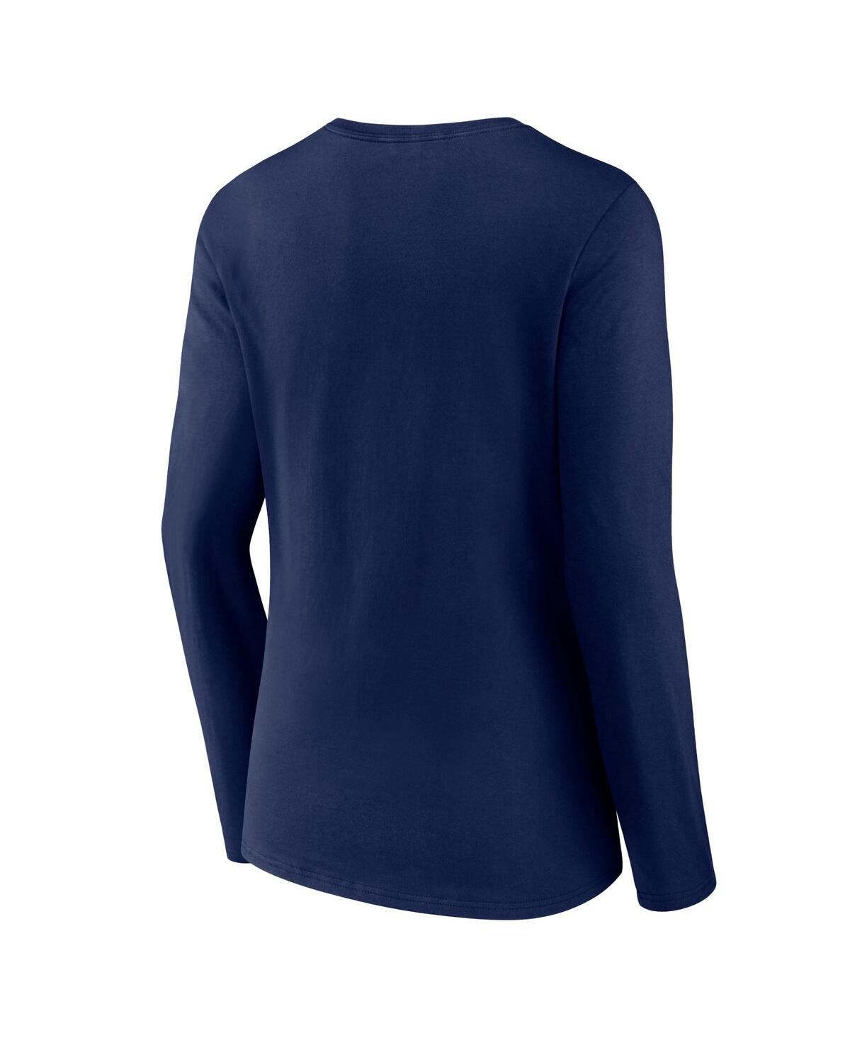 Fanatics Women's  Navy Tennessee Titans Wordmark Long Sleeve V-neck T-shirt In Navy