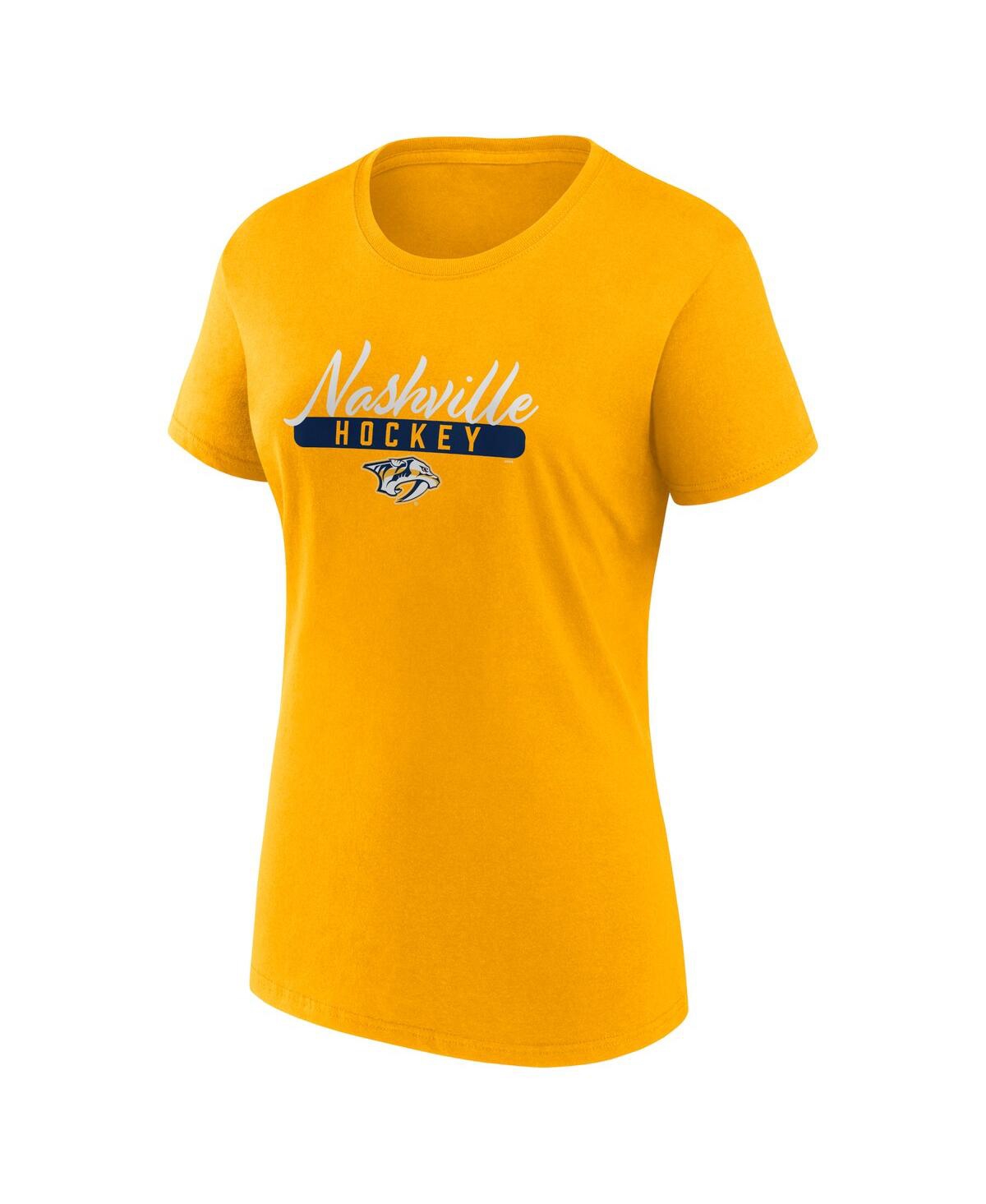 Fanatics Women's  Gold, Navy Nashville Predators Two-pack Fan T-shirt Set In Gold,navy