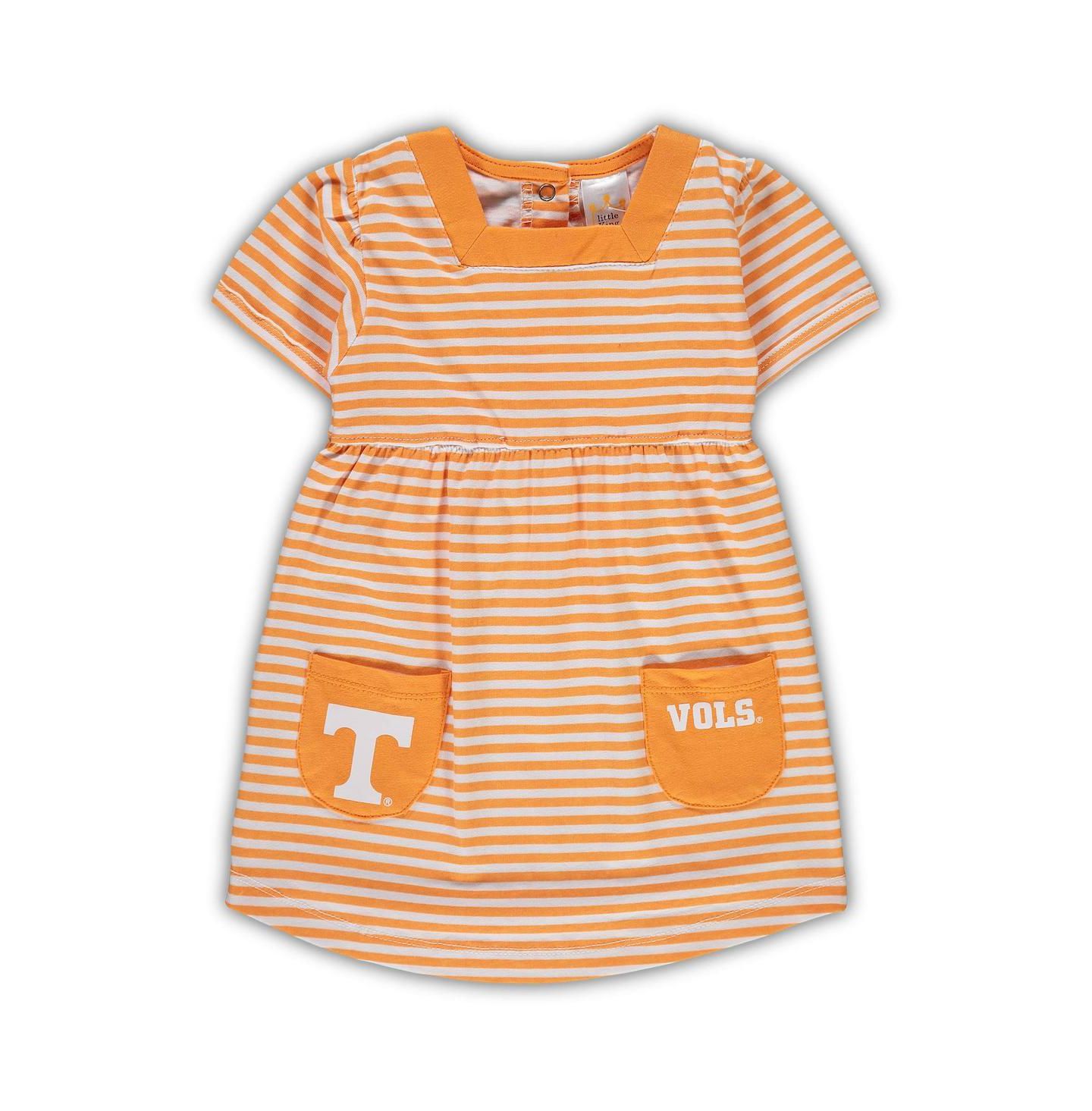 Платье Little King Apparel Tennessee Orange Tennessee Volunteers Striped with Pockets для девочек-малышей — фото 3