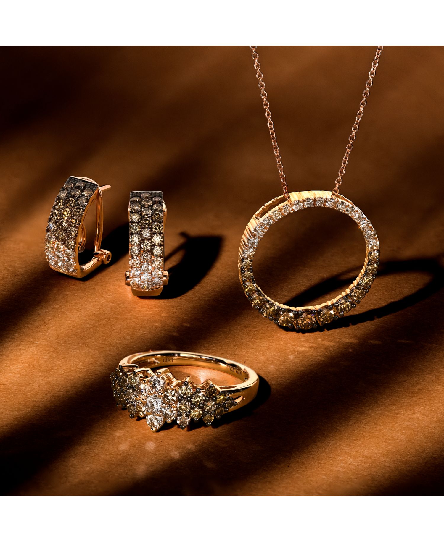 Chocolate Ombr&eacute; Diamond Cluster Ring (1 ct. t.w.) in 14k Rose Gold, White Gold or Yellow Gold