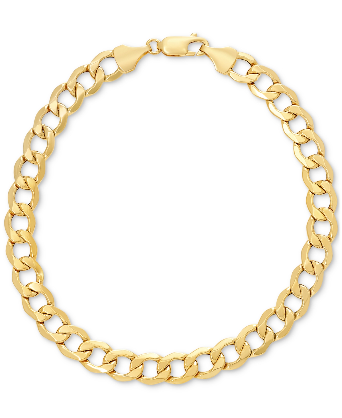 Lightweight Men's Beveled Curb Link Chain Bracelet in 10k Gold - Yellow Gold