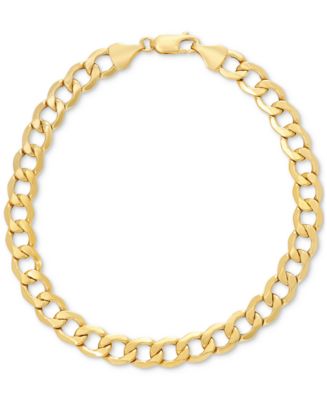 Italian Gold Men's Beveled Curb Link Chain Bracelet in 10k Gold - Macy's
