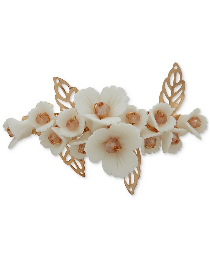 lonna & lilly Gold-Tone Bead-Accent Flower Bouquet Hair Barrette - Macy's