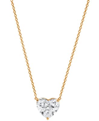 Certified Lab Grown Diamond Heart-Cut Solitaire 18" Pendant Necklace (3 ct. t.w.) in 14k Gold