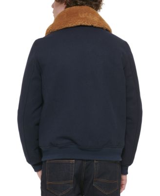 Men's Faux-Fur-Collar Bomber Jacket