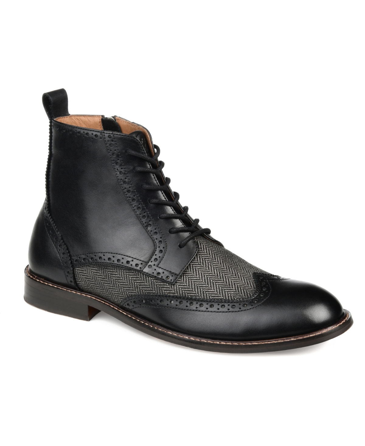 Shop Thomas & Vine Men's Jarett Wide Width Tru Comfort Foam Lace-up Wingtip Ankle Boots In Black