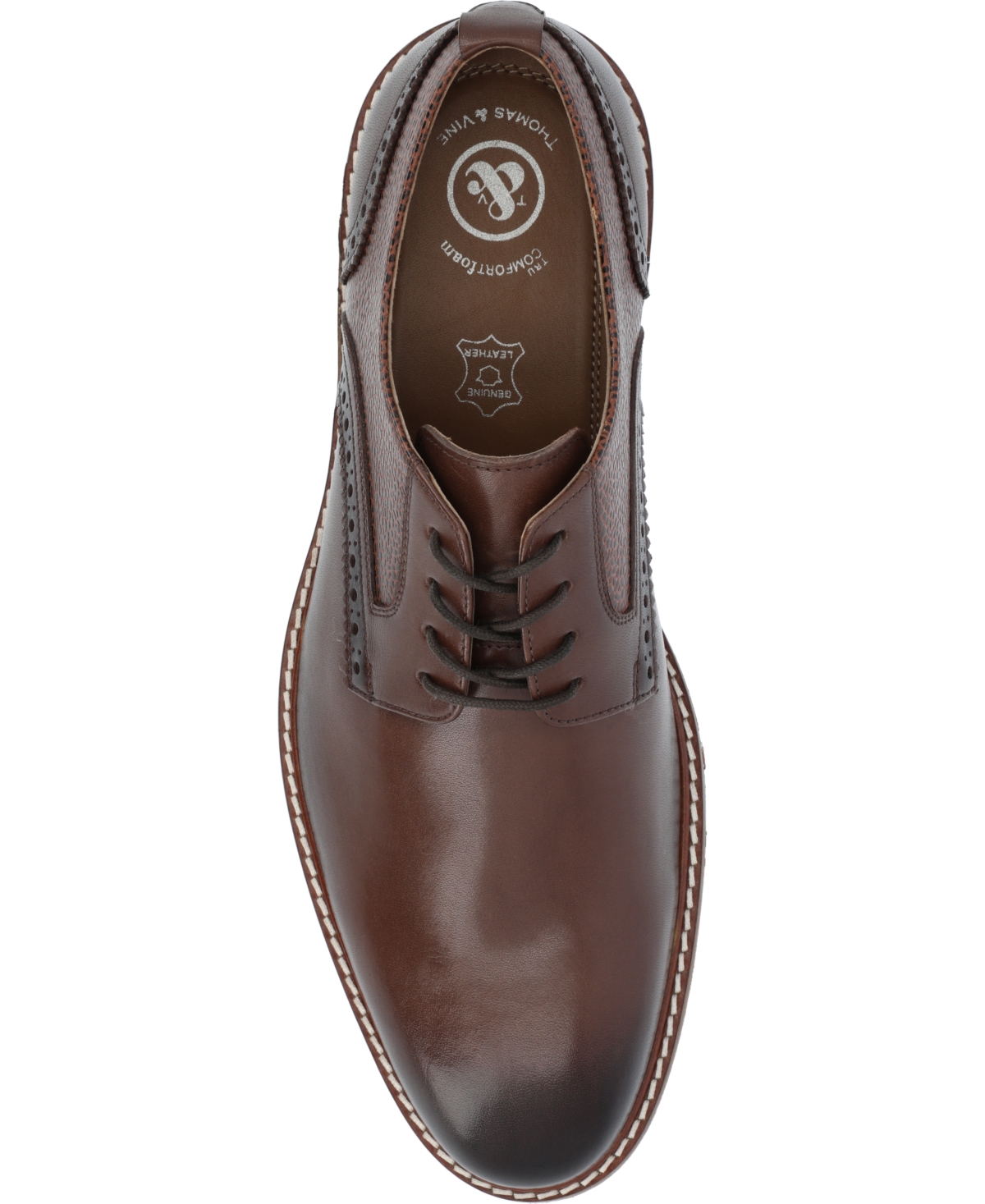 Thomas & Vine Men's Clayton Plain Toe Brogue Derby Shoe