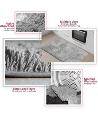 Ultra Soft Non Slip Shaggy 3 Piece Bath Rug, Small, Medium & Contour