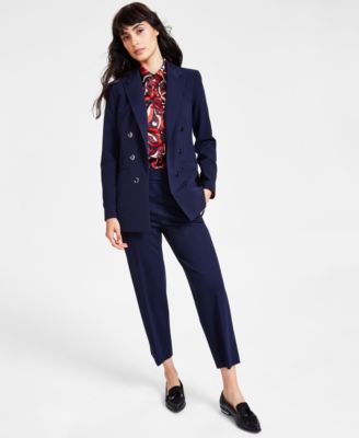 Women's Bi-Stretch Faux Double-Breasted Boyfriend Jacket, Created for Macy's