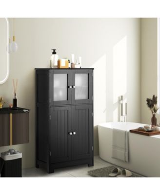 Bathroom Floor Storage Cabinet Kitchen Cupboard w/Doors&Adjustable Shelf