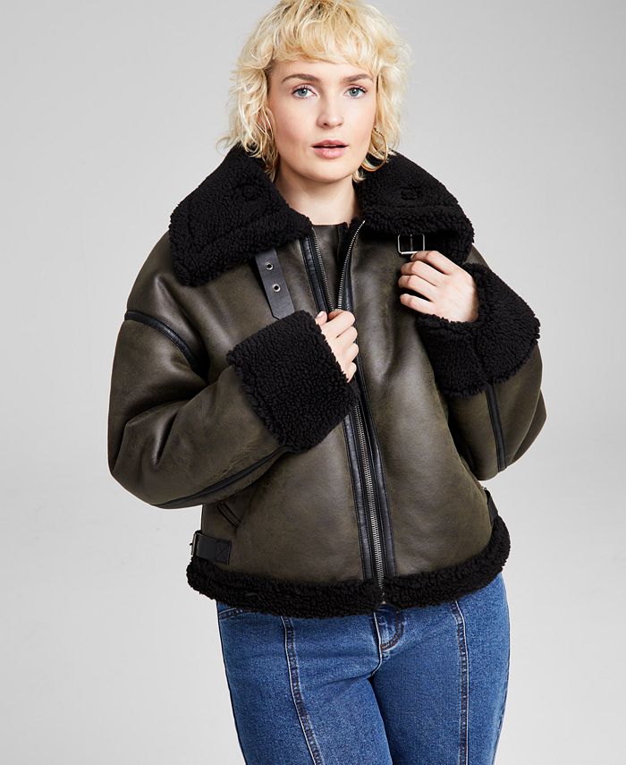 And Now This Women's Faux-Shearling Jacket, Created for Macy's - Macy's