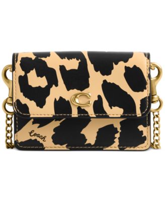COACH - Leopard Printed Leather Card Case on a Chain