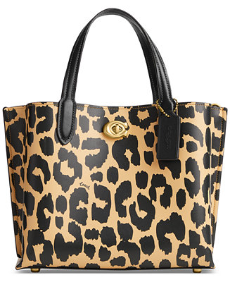 COACH Willow 24 Leopard Print Leather Small Tote - Macy's