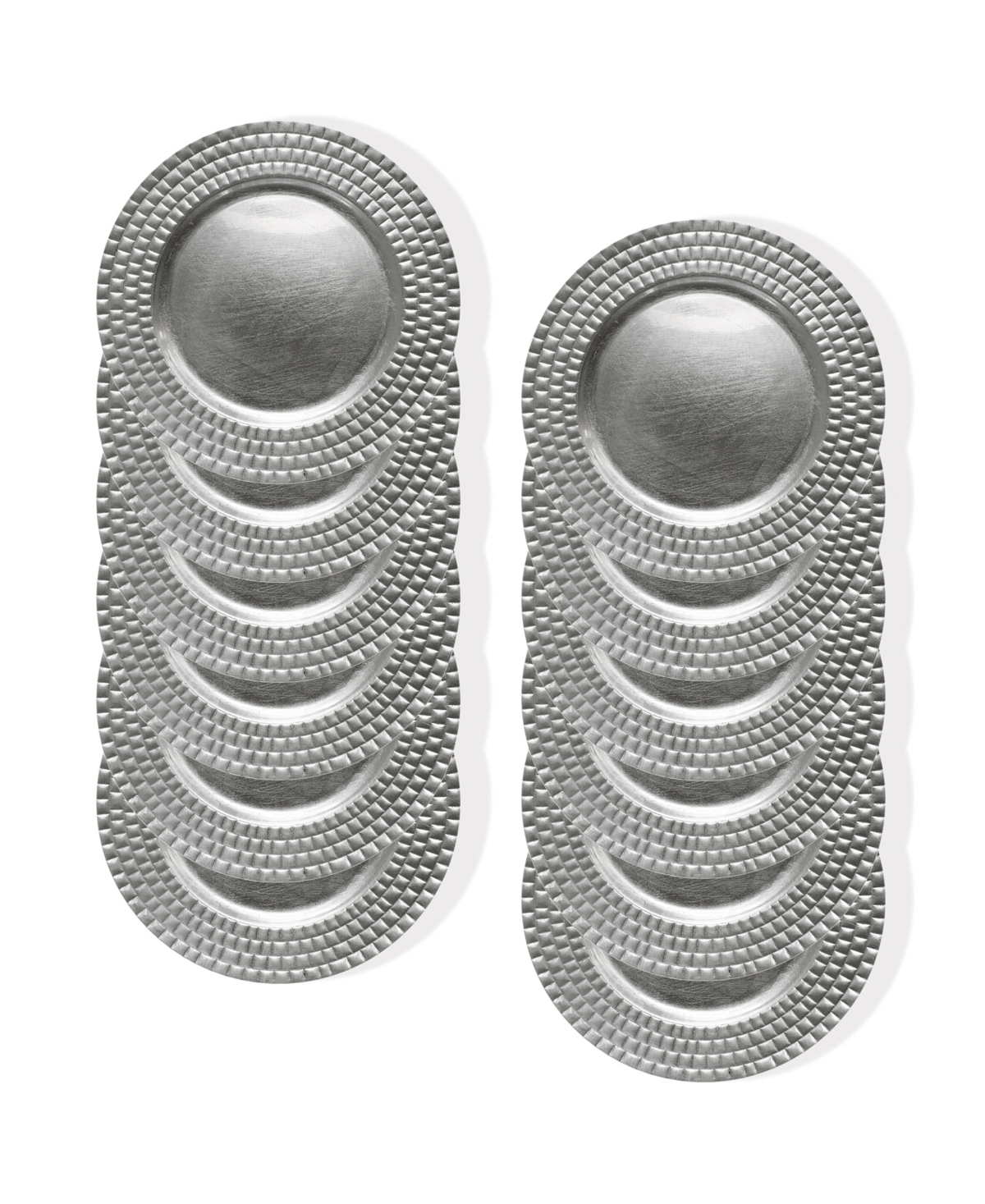 American Atelier Linear Charger Plate 12 Piece Dinnerware Set, Service For 12 In Silver