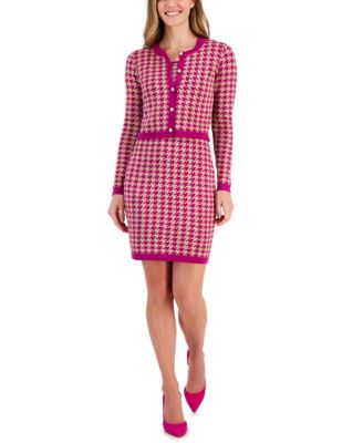 Taylor - Women's Houndstooth Mini Sweater Dress and Jacket