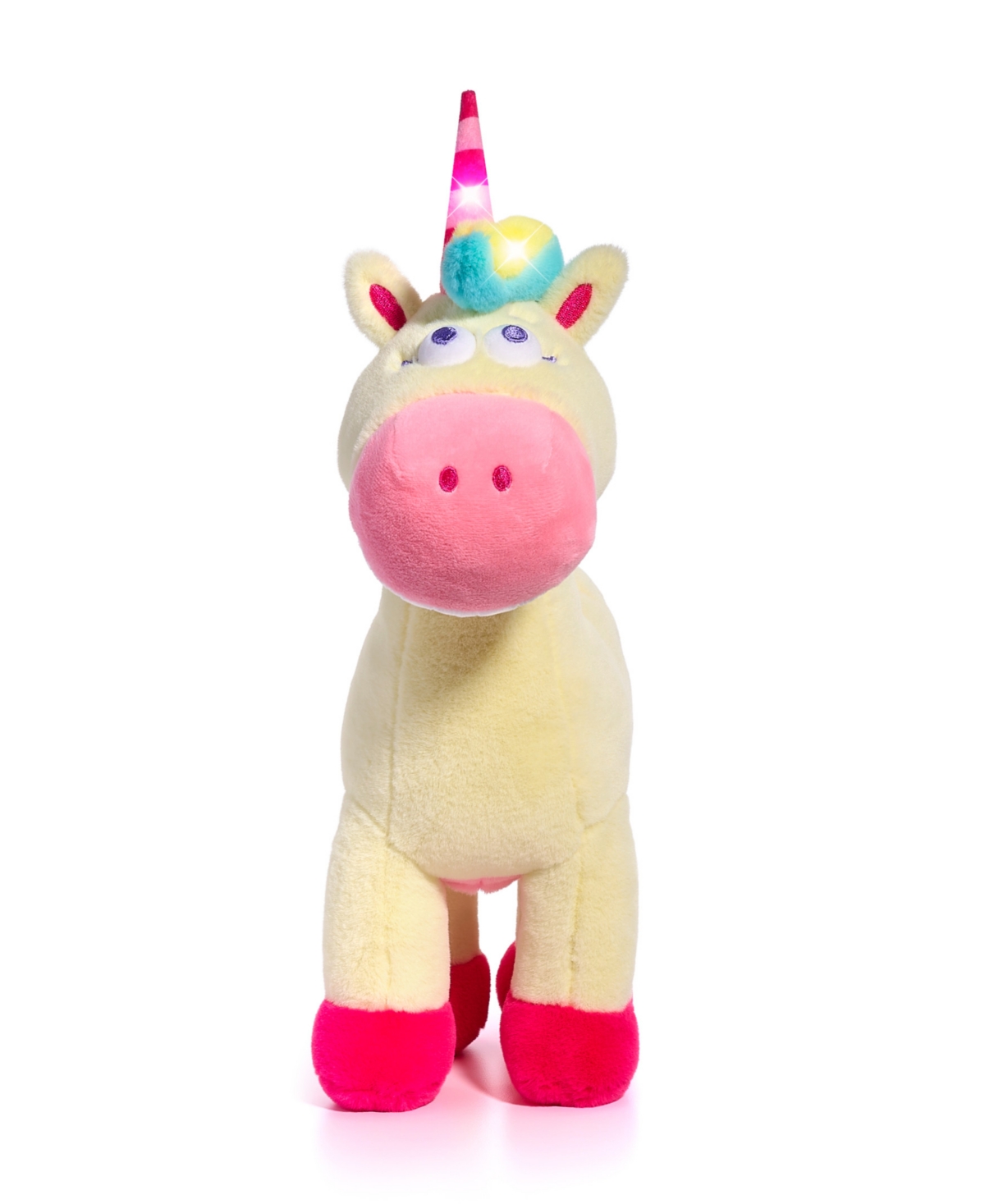 Geoffrey's Toy Box Kids' 14" Glow Brights Toy Plush Led With Sound Unicorn, Created For Macys In Pastel Pink