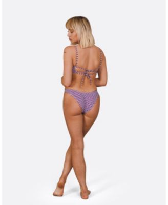 Women's Checkmate Lace Up Crop Bikini Top