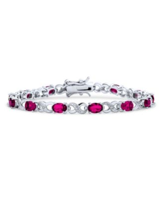 9CT Cubic Zirconia Pink Oval CZ Romantic Love Knot Symbol Milgrain Infinity Tennis Bracelet Rose Plated