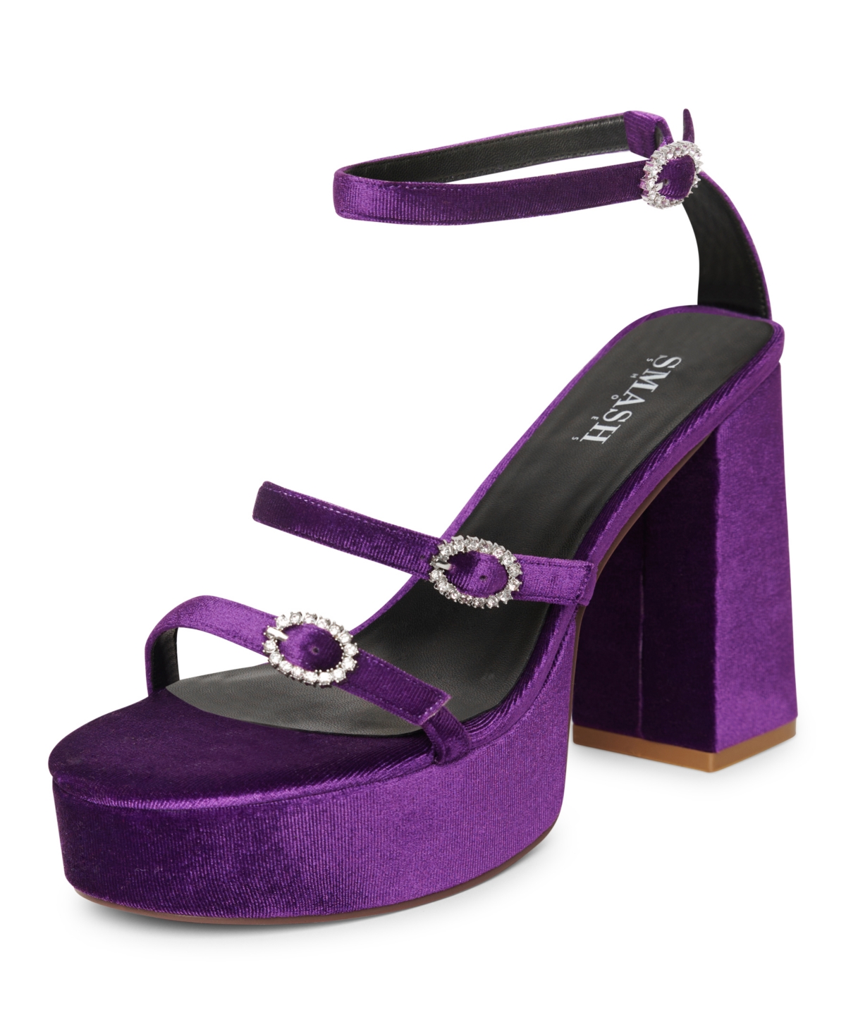 Women's Brandy Stacked Platform Heels Dress Sandals - Extended Sizes 10-14 - Violet