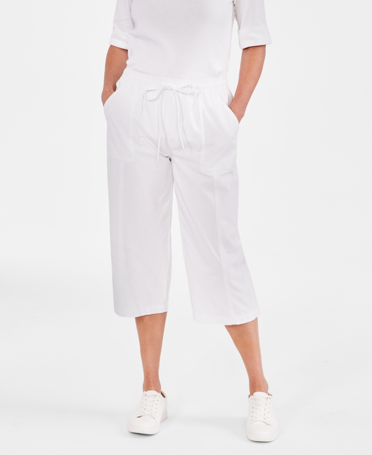 Style & Co Women's Drawstring Capri Pants, Regular & Petite, Created For Macy's In Bright White