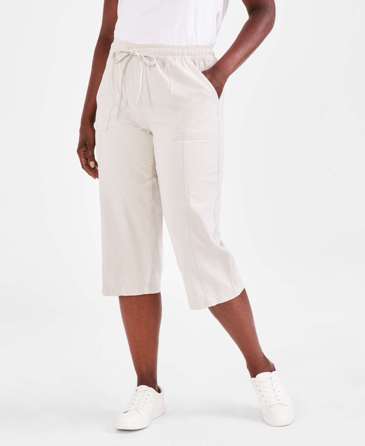 Style & Co Women's Drawstring Capri Pants, Regular & Petite, Created For Macy's In Stonewall