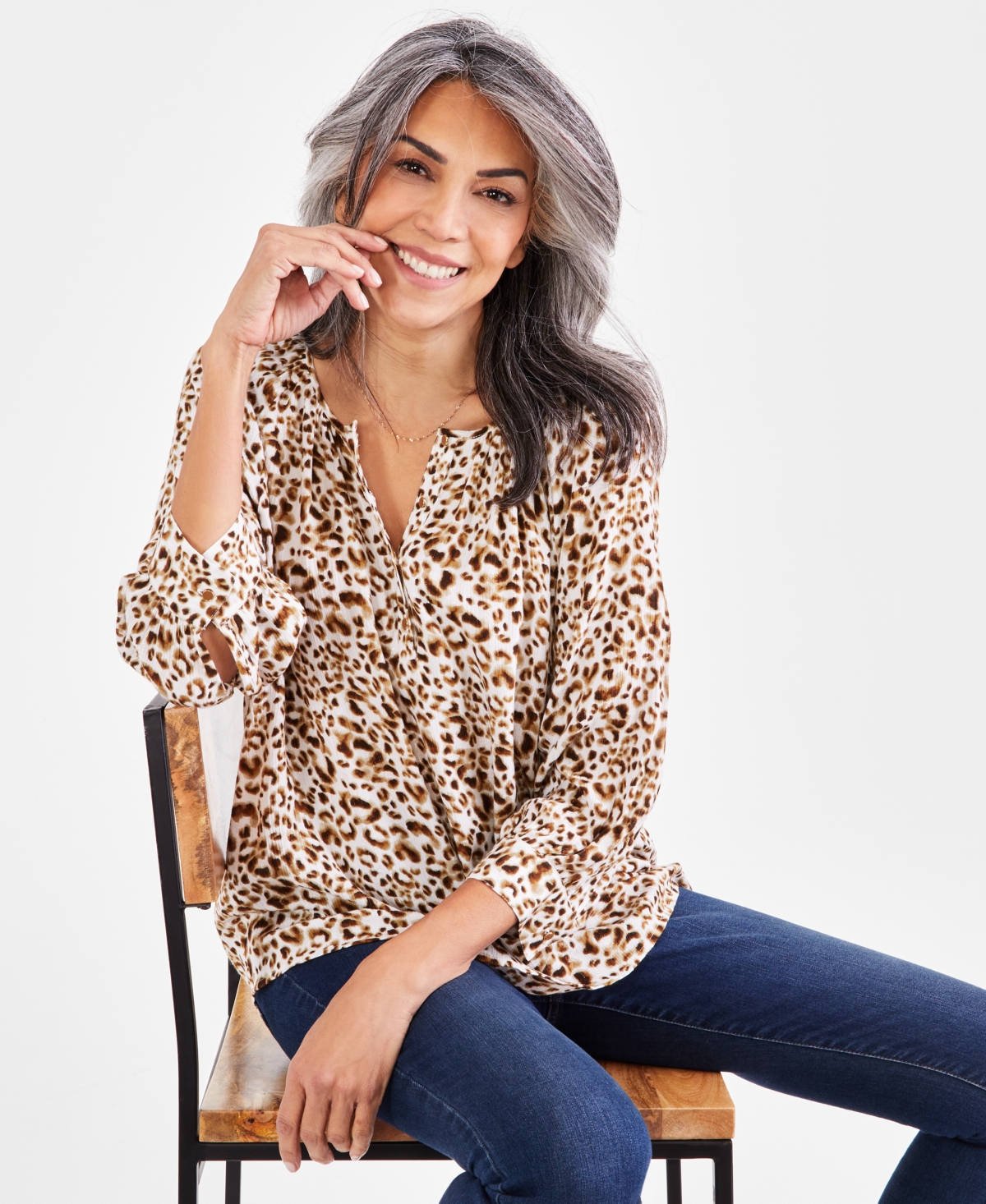 Style & Co Women's Leopard-Print Sweater, Created for Macy's - Macy's
