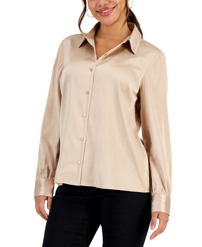 I.N.C. International Concepts Petite ButtonDown LongSleeve Shirt