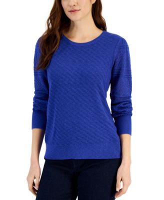 Style Co Womens Pointelle Trim Marled Tunic Sweater Blue Size X Large