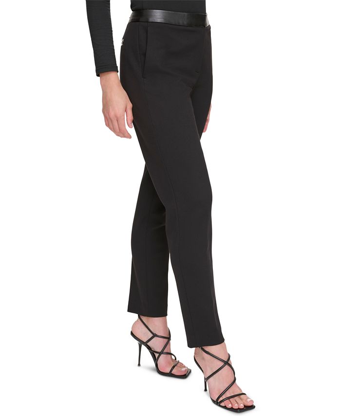 DKNY Women's LowRise FauxLeatherTrim Ankle Pants Macy's