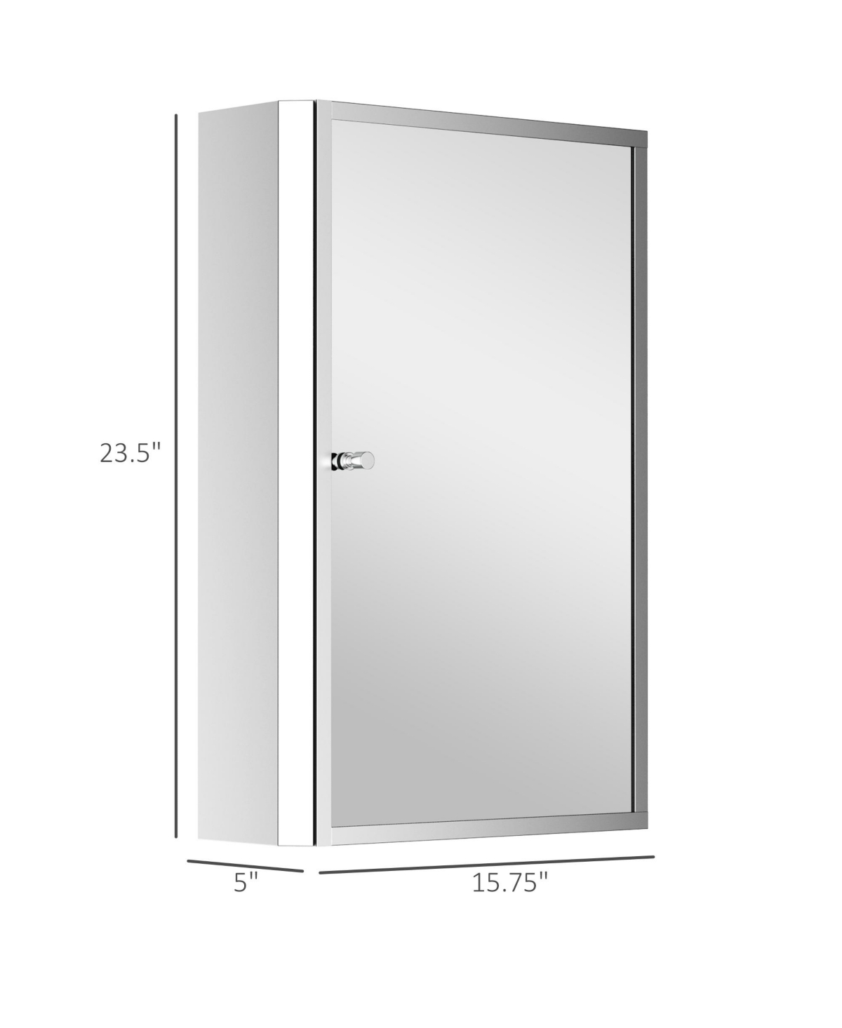 Homcom Bathroom Mirrored Cabinet, Vertical Stainless Steel Frame Medicine Cabinet, Wall-Mounted Storage Organizer with Single Door