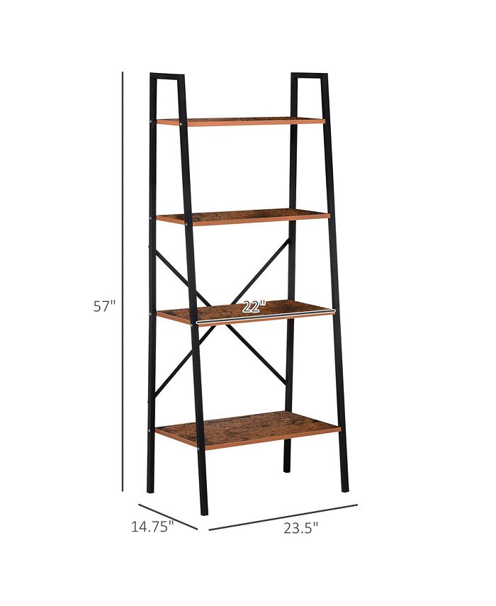 Industrial 4 Tier Ladder Shelf Bookshelf Vintage Storage Rack