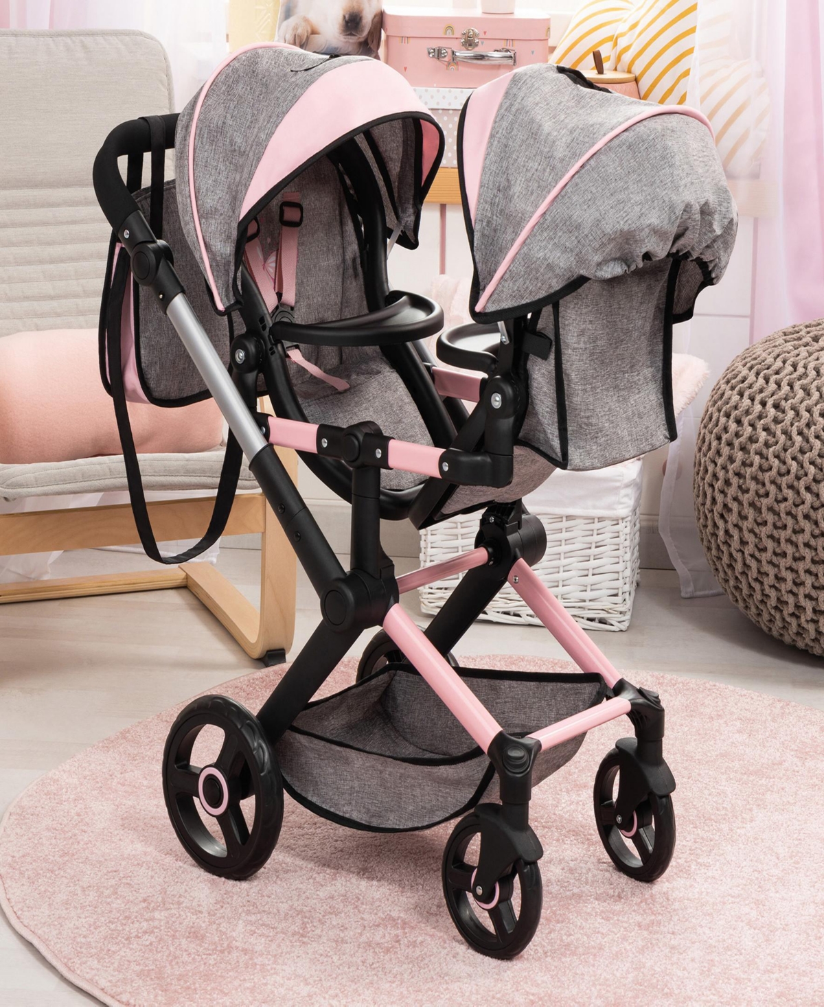 Bayer Design Dolls Butterfly , Xeo Twin Pram Set In Multi