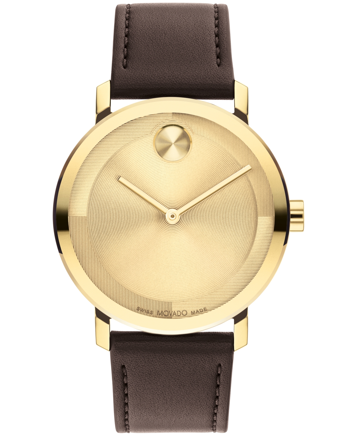 Movado Men's Bold Evolution 2.0 Ionic Plated Gold & Leather Strap Watch/40mm In Chocolate Yellow Gold