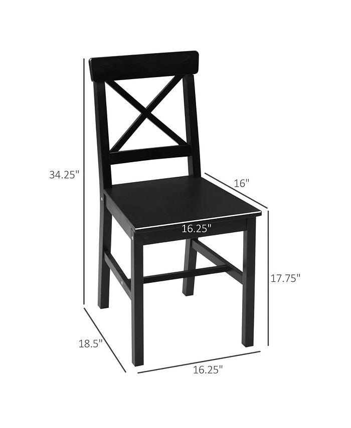 Wooden Farmhouse Dining Chairs Set of 2 with Cross Back, Black