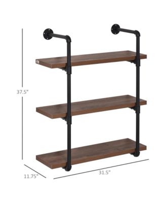 37.5" Industrial 3-Tier Floating Storage Bookshelf Bracket,
