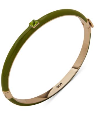 DKNY - Gold-Tone Green Square Stone Bangle Bracelet