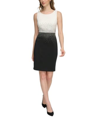 Calvin Klein - Women's Rhinestone Colorblocked Sheath Dress