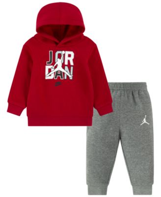 Jordan Baby Boys 12 24 Months Long Sleeve Logo Fleece Hoodie Coordinating Fleece Jogger Pant Set 12 Months