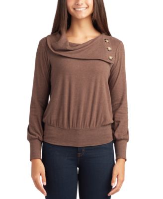 BCX - Juniors' Envelope-Neck Banded-Hem Top