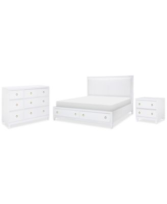 Summerland 3pc Bedroom Set (Queen Upholstered Storage Bed, Dresser, Nightstand)