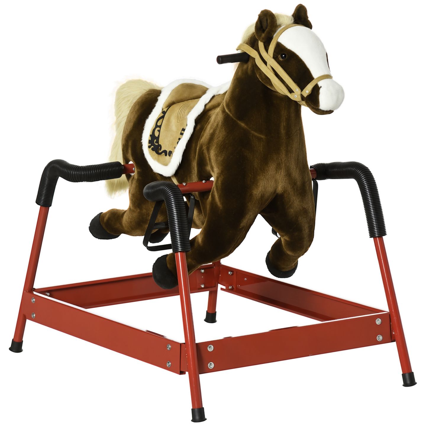 Детская мягкая игрушка Qaba Spring Plush Rocking Horse, Supports 132 lbs, Ages 5-12 — фото 1