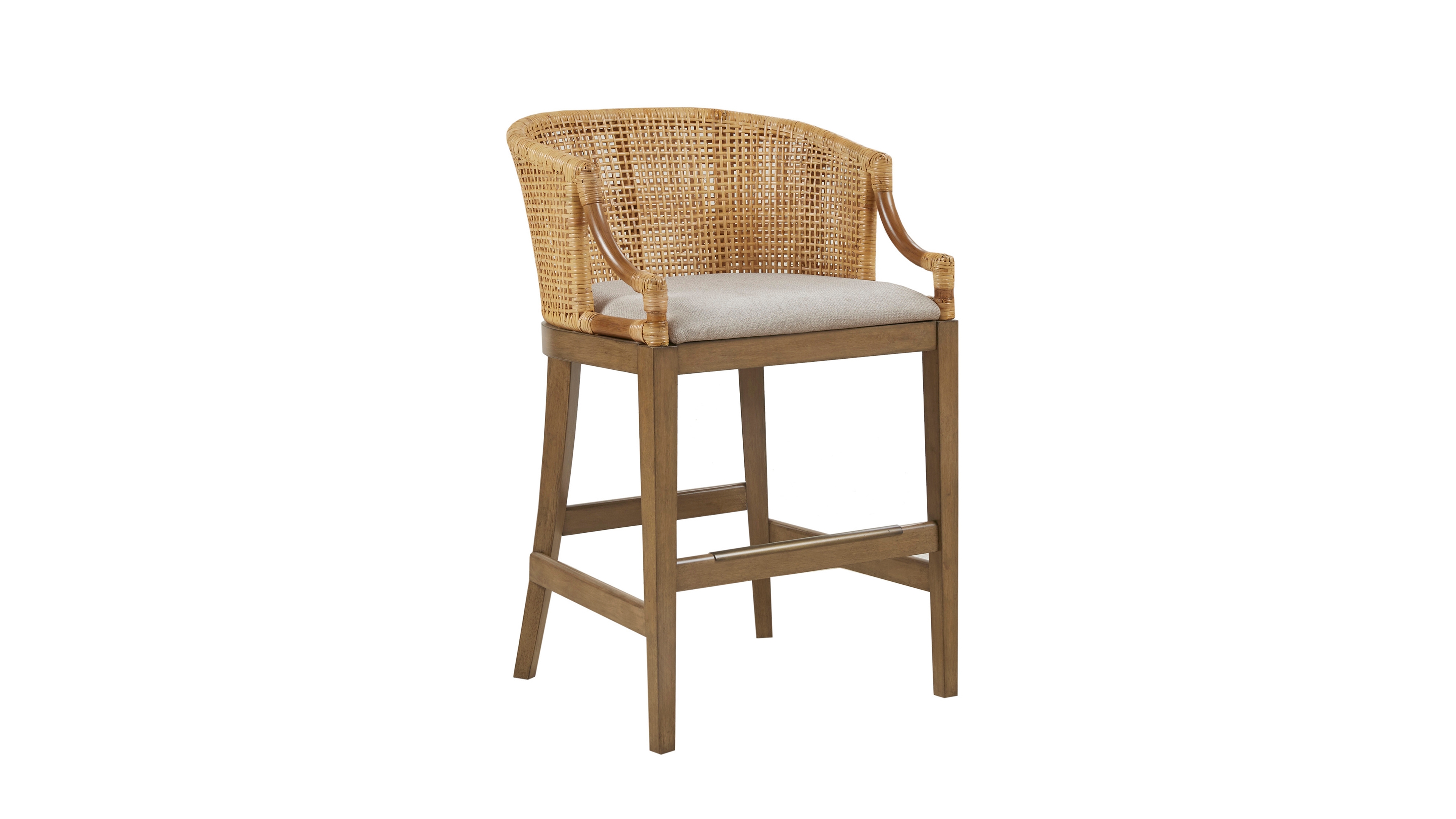 Martha Stewart Playa 23" Handcrafted Rattan Solid Wood Counter Stool