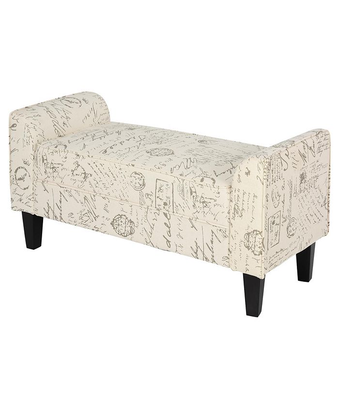 Contemporary Linen Armed Ottoman Bench Home Decor Beige Macy's