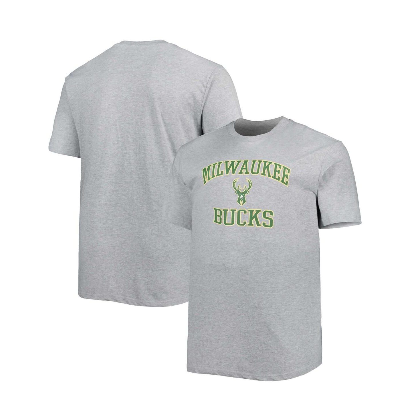 Мужская футболка Profile Heathered Gray Milwaukee Bucks Big and Tall Heart & Soul — фото 2