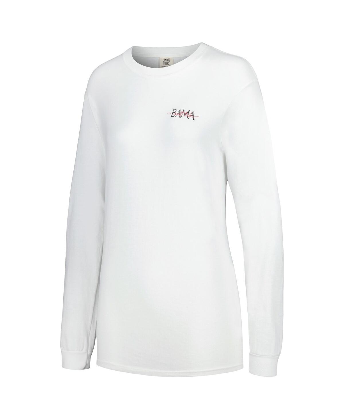 Shop Summit Sportswear Women's White Alabama Crimson Tide Hand-drawn Stadium Comfort Colors Oversized Long Sleeve T-shirt